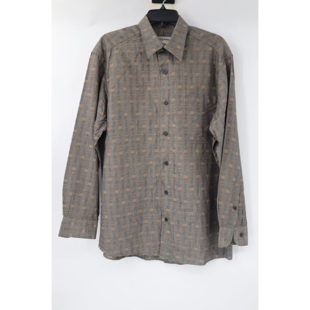 VTG Jhane‎ Barnes Shirt Mens Medium Plaid Cotton Blend Long Sleeve Button Front